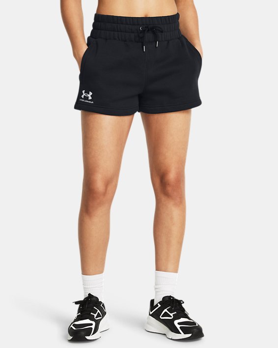 Women's UA Icon Fleece Boxer Shorts in Black image number 0